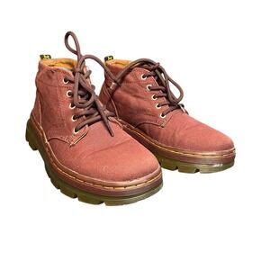 Dr Martens Bonny Canvas Boots Burgundy Lace Up Chukka Ankle Boots Womens 7